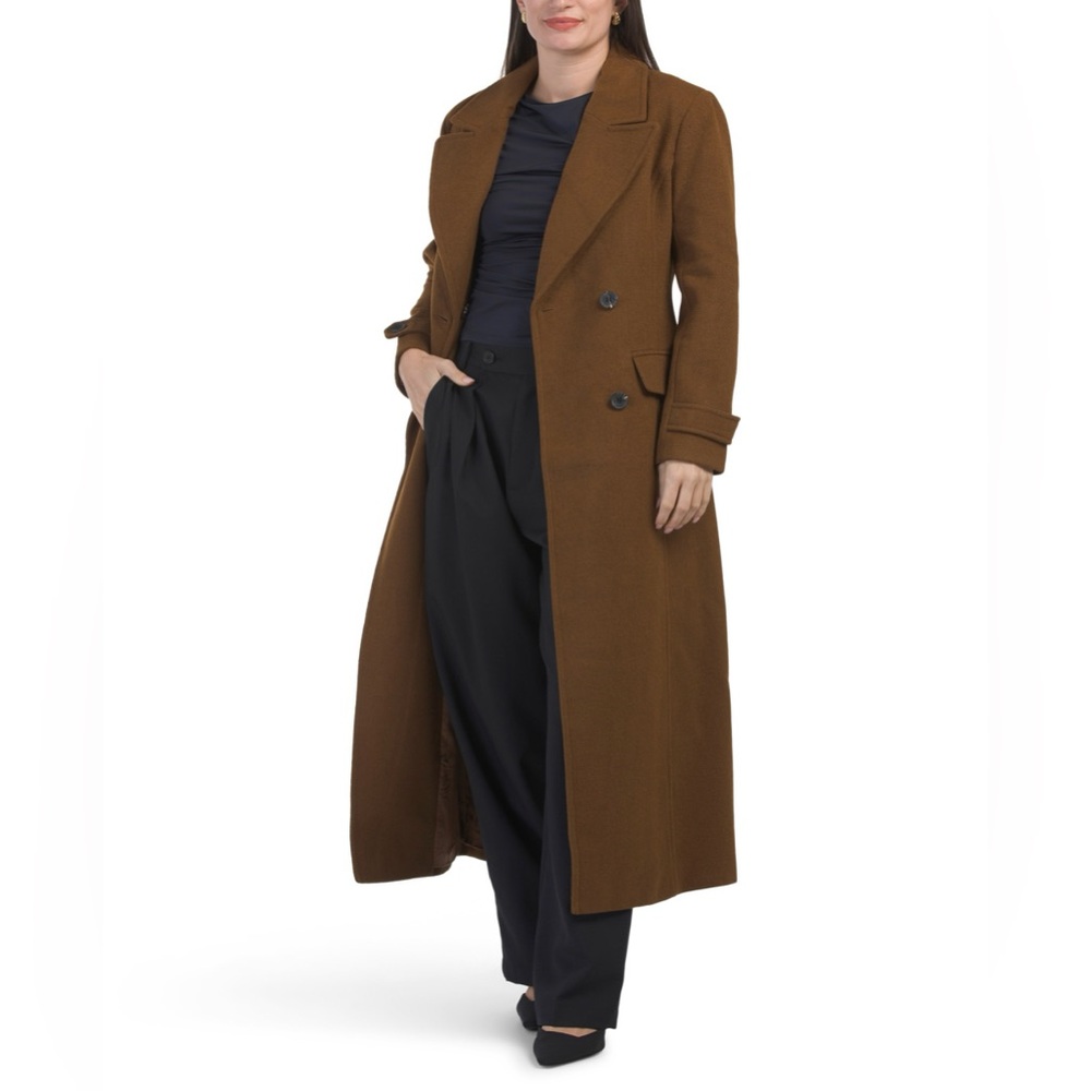 AVEC LES FILLES Cherrywood Tailored Strong Shoulder Wool Blend Coat